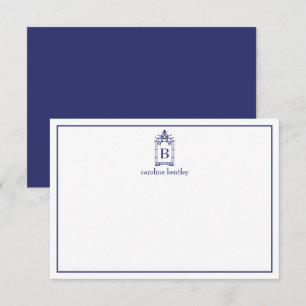 Preppy Monogrammed Pagoda Note Cards