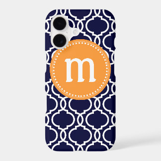 Preppy Moroccan Custom Monogram in Navy & Orange
