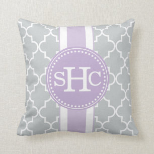 Preppy Moroccan Tiles Personalized Monogram Throw Pillow