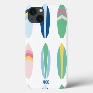 Preppy Multi Pattern Surfboards Personalized iPhone 13 Case
