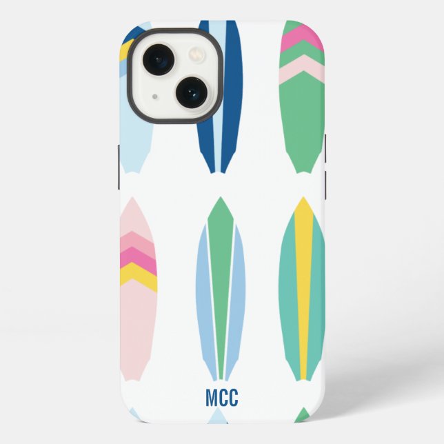 Preppy Multi Pattern Surfboards Personalized iPhone Case (Back)