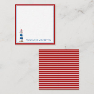 Preppy Nautical Lighthouse Personalized Card