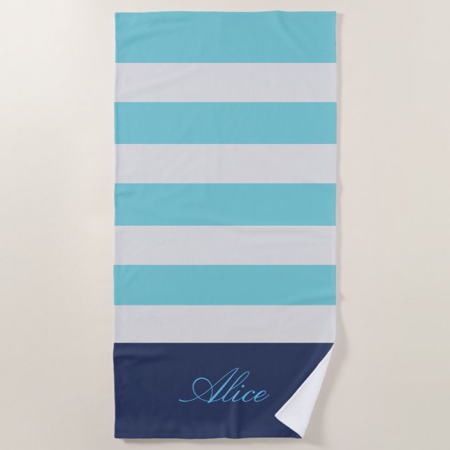 Preppy Nautical Monogram Beach Towel (Front)