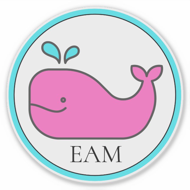 Preppy Nautical Pink and Aqua Whale Monogram (Front)