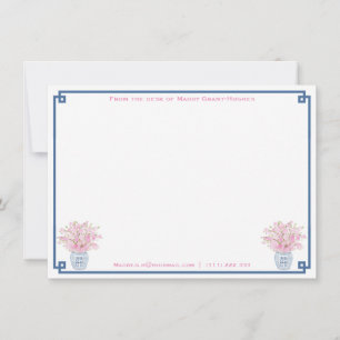 Preppy Navy And Pink Personalized Bridal Shower Card