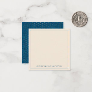 Preppy Navy Blue and Cream Polka Dot Personalized Card