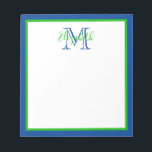 Preppy Navy Blue and Green Monogram Notepad<br><div class="desc">This preppy notepad features a border of classic navy blue and green with a matching monogram that you can personalize with your choice of name and initial.</div>