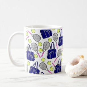 Preppy Navy Tennis Bags Racquets & Balls Coffee Mug