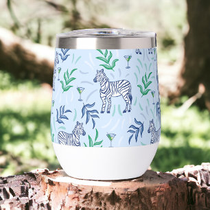Preppy Navy Zebra Martinis Blue 