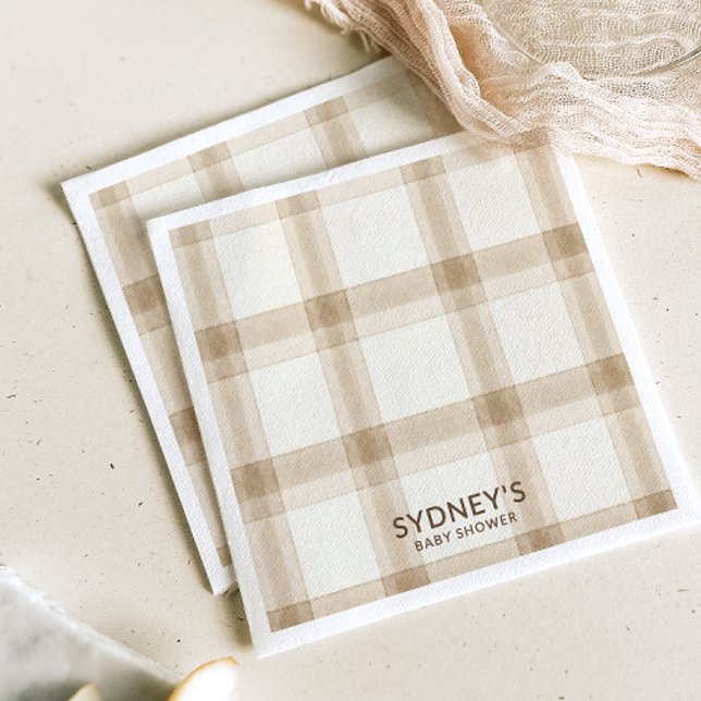 Preppy Neutral Plaid Napkin (Creator Uploaded)
