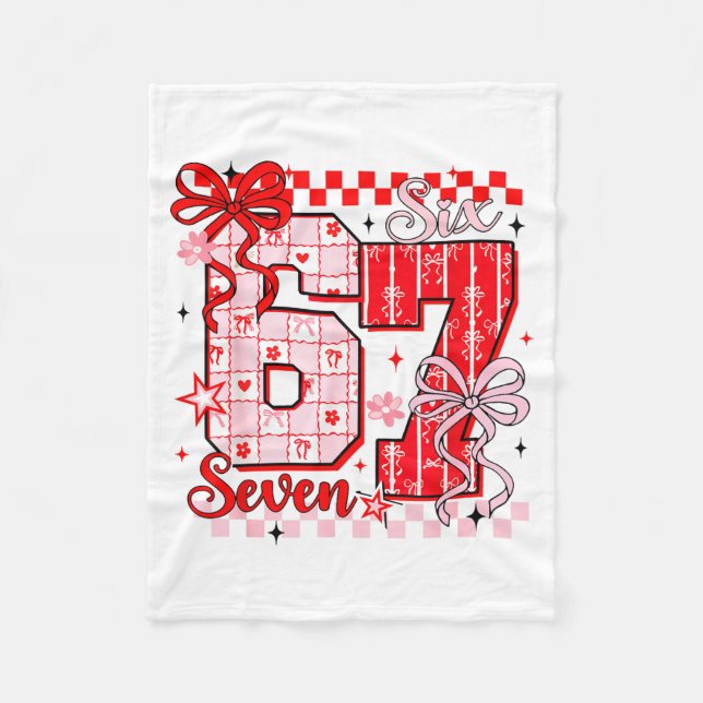 Preppy Nk Valentine 67 Six Seven Meme Valentines D Fleece Blanket (Front)