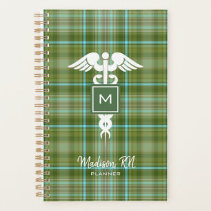 Préppy Nurse Médicale Green Plaid Personnalisé