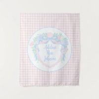 Preppy Nursery Watercolor Crest Custom Name