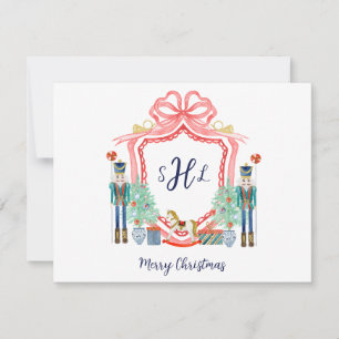 Preppy Nutcracker Monogramme Photo Carte de Noël