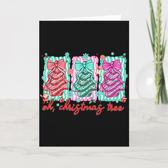 Preppy Oh Christmas Tree Funny Xmas Cakes Retro Co Card (Front)