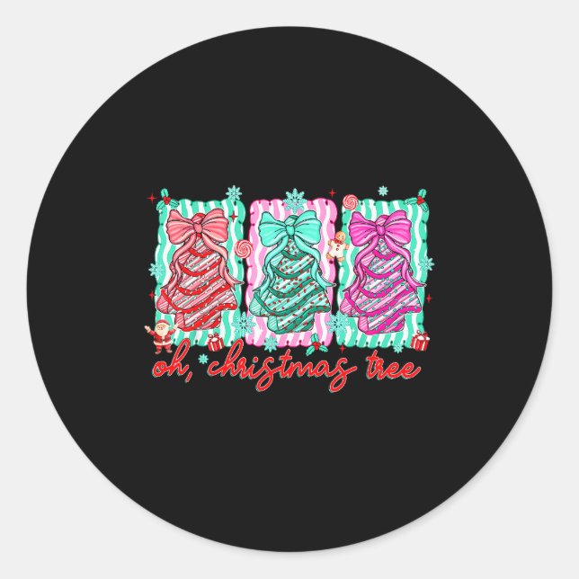 Preppy Oh Christmas Tree Funny Xmas Cakes Retro Co Classic Round Sticker (Front)