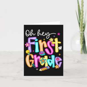 Preppy Oh Hey 1st Grade Back To School Teachers St Card