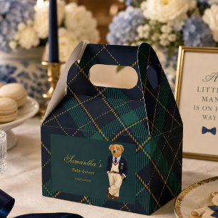 Preppy Old Money Teddy Bear Baby Shower Favor Box