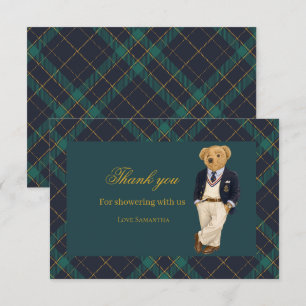 Preppy Old Money Teddy Bear Baby Shower  Thank You Card