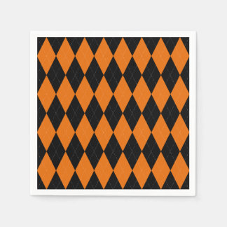 Preppy Orange Argyle Party Paper Napkin