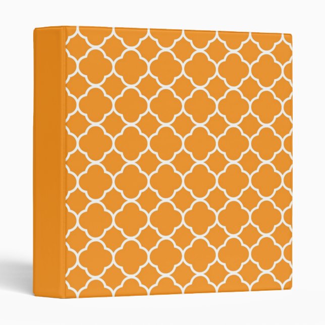 Preppy Orange Quatrefoil Classeur (Devant/Côté)