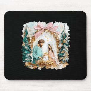 Preppy Painted Christian Nativity Scene God Faith  Mouse Pad