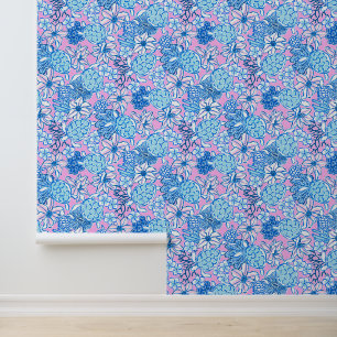 Preppy Palm Beach Blue & Lavender Turtles Wallpaper