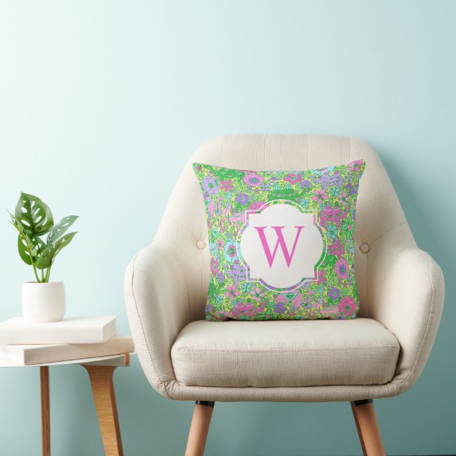 Preppy Palm Beach Camels Monogram Throw Pillow (Chair)