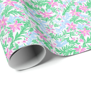 Preppy Palm Beach Christmas Poinsettias Wrapping Paper