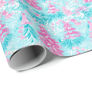 Preppy Palm Beach Christmas Trees & Ornaments Wrapping Paper