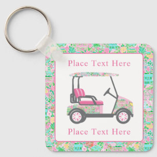 Preppy Palm Beach Golf Cart Keychain
