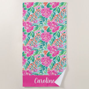 Preppy Palm Beach Jungle Tigers Personalized Towel