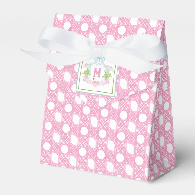 Preppy Palm Beach Monogram Crest Favor Box (Front Side)