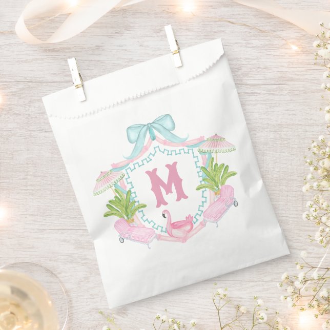 Preppy Palm Beach Monogram Crest Favour Bag (Clipped)