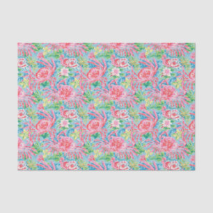 Preppy Palm Beach Ocean Crabs Pattern Tissue Paper