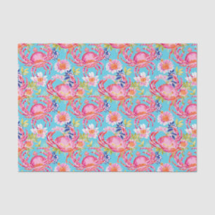 Preppy Palm Beach Ocean Crabs Pattern Tissue Paper