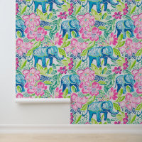 Preppy Palm Beach Pink and Blue Elephants