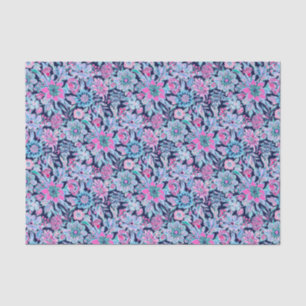 Preppy Palm Beach Print Blue and Pink Flowers Tissue Paper
