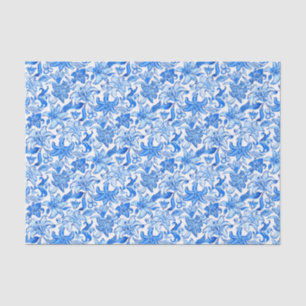 Preppy Palm Beach Print Blue and White Flowers Tissue Paper