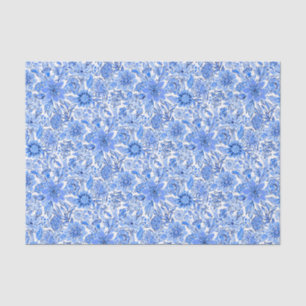 Preppy Palm Beach Print Blue and White Flowers Tissue Paper