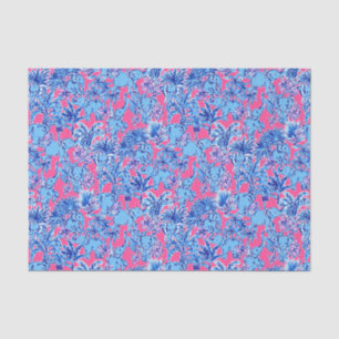 Preppy Palm Beach Print Blue Elephants Tissue Paper