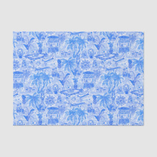 Preppy Palm Beach Print Blue & White Animal Vacay Tissue Paper
