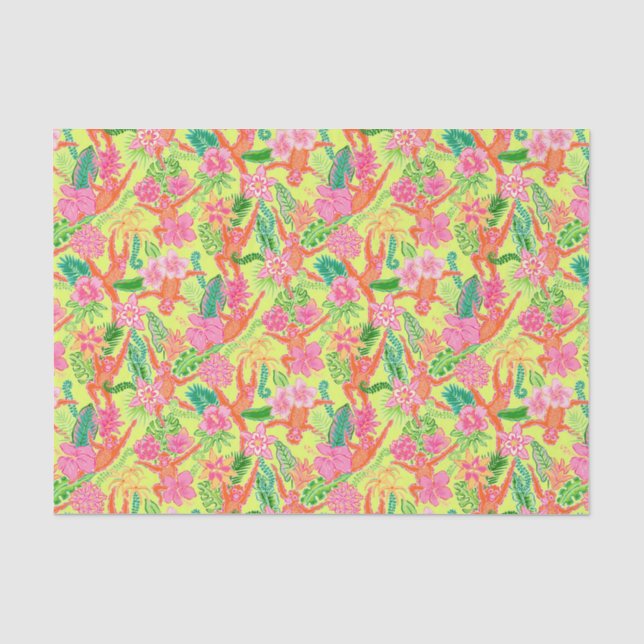 Preppy Palm Beach Print Cute Orangutans Tissue Paper (Front)