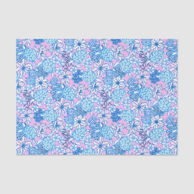 Preppy Palm Beach Print Lavender & Blue Turtles Tissue Paper (Front)