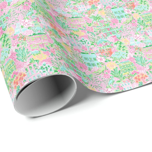 Preppy Palm Beach Print Pastel Charleston Wrapping Paper (Roll Corner)