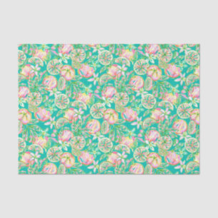 Preppy Palm Beach Print Teal and Pink Oranges Tissue Paper