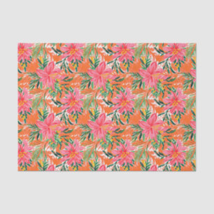 Preppy Palm Beach Tropical Flowers Pattern Tissue Paper