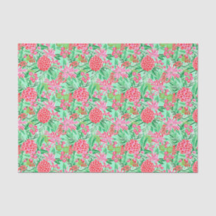 Preppy Palm Beach Tropical Flowers Pattern Tissue Paper