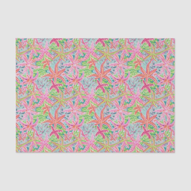 Preppy Palm Beach Tropical Starfish Pattern Tissue Paper (Front)