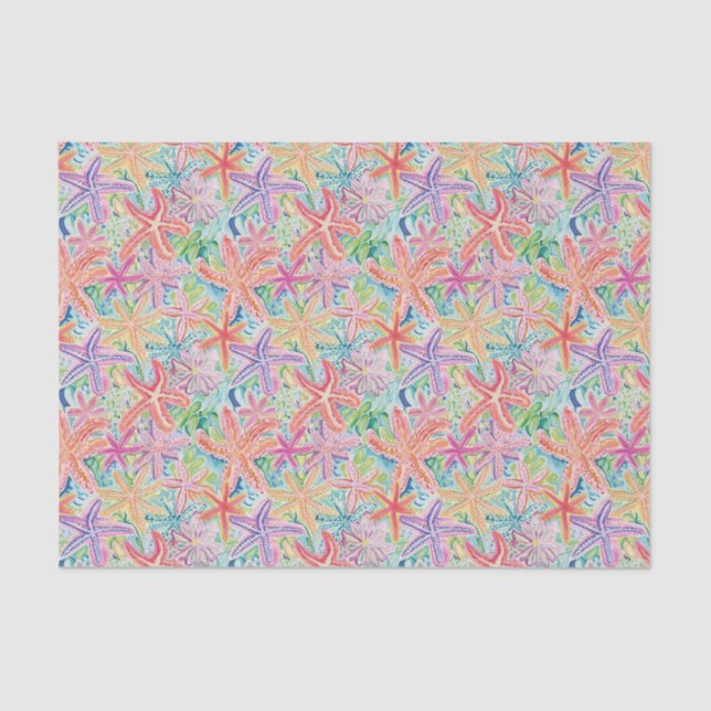 Preppy Palm Beach Tropical Starfish Pattern Tissue Paper (Front)